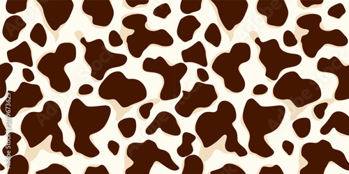 Cow seamless seamless realistic template in brown and beige colors. Vector illustration