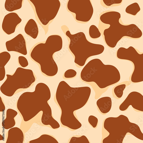 Cow seamless seamless realistic template in brown and beige colors. Vector illustration