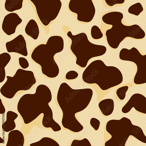 Cow seamless seamless realistic template in brown and beige colors. Vector illustration