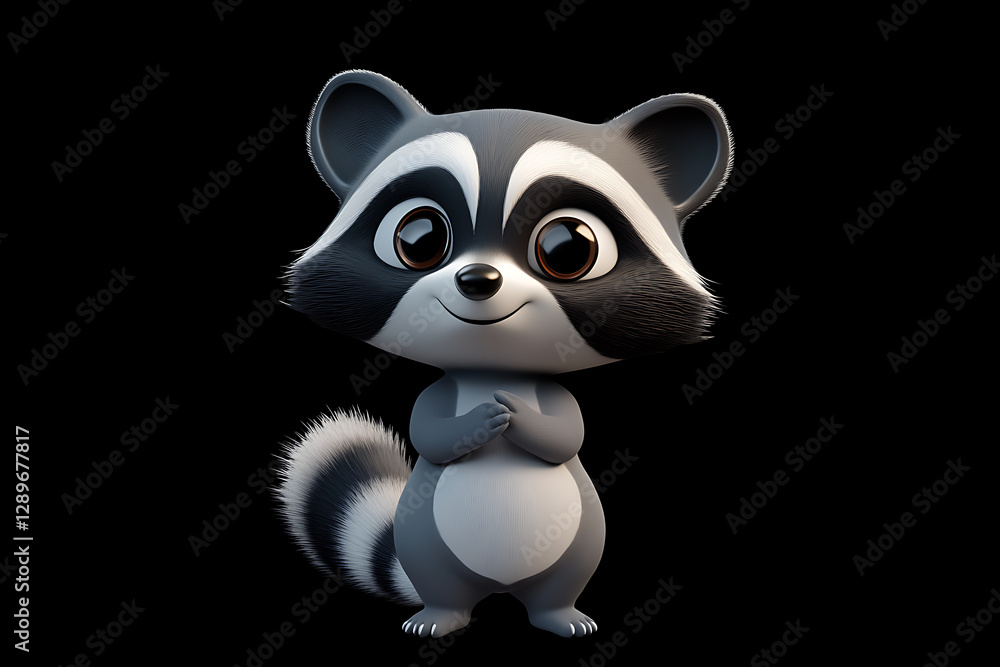 Fototapeta premium A cute, cartoonish raccoon character with large eyes and a friendly expression.