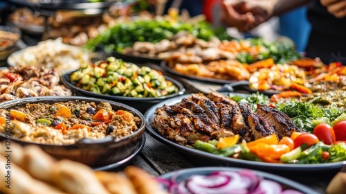 Wallpaper Mural Colorful and Delicious Spread of Grilled Dishes and Fresh Vegetables Torontodigital.ca