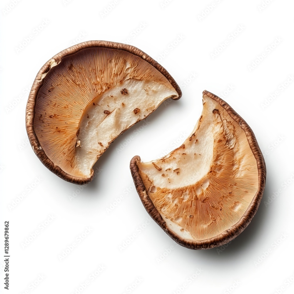 One whole and two slices of shiitake. One whole and two slices of shiitake.