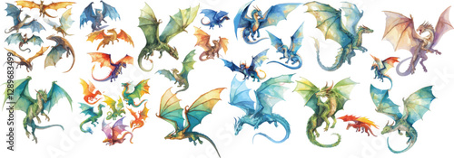 dragon watercolor clipart