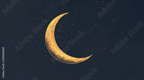Wallpaper Mural Sophisticated minimalistic design featuring a golden crescent moon at night Torontodigital.ca