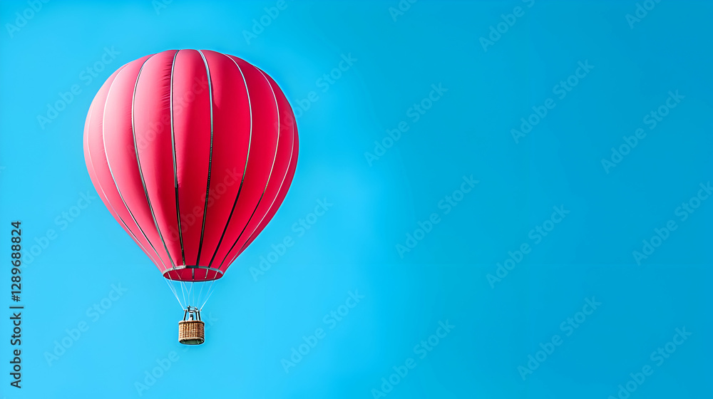Obraz premium Pink Hot Air Balloon Ascending in a Clear Blue Sky