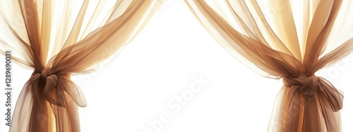 Obraz na płótnie Sheer curtains elegantly tied, soft pleats visible, transparent background, perfect for enhancing any design or decor project. w salonie