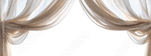 Obraz na płótnie Sheer curtains gracefully tied, showcasing delicate pleats, elegant drapery design, transparent background for versatile use. w salonie
