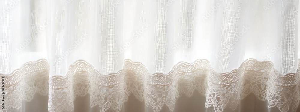 Delicate lace-edged sheer curtains, elegant design, transparent background, perfect for enhancing interior decor with softness and style