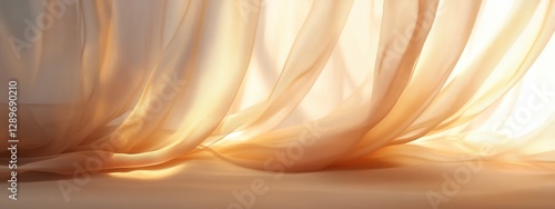 Obraz na płótnie Elegant sheer curtains billowing softly, showcasing a rich textured backdrop, ideal for enhancing visual compositions and designs. w salonie