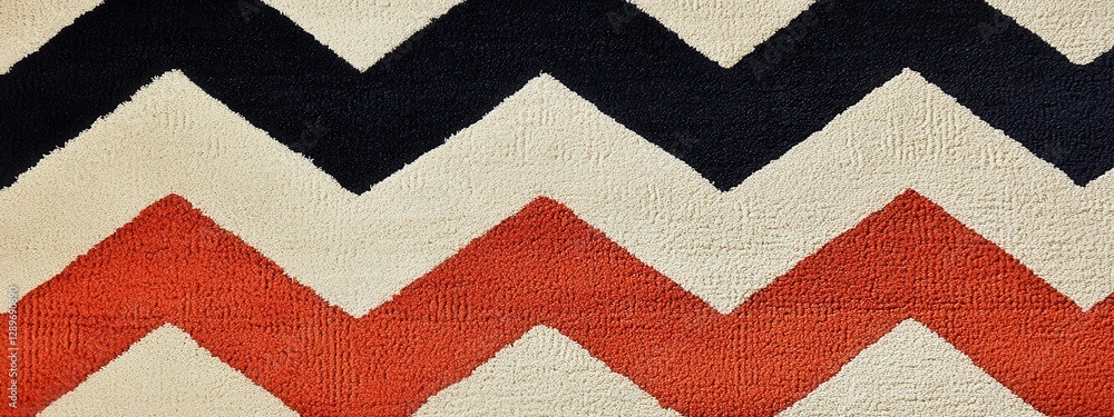 Bold Zigzag Rectangular Rug in Contrasting Tones, Stylish and modern design, suited for contemporary interiors, enhances any space with vibrant patterns