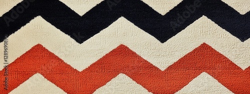 Obraz na płótnie Bold Zigzag Rectangular Rug in Contrasting Tones, Stylish and modern design, suited for contemporary interiors, enhances any space with vibrant patterns w salonie