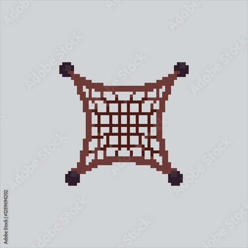 Pixel art illustration Fishing Net. Pixelated Fishing Tools. Fishing Net Rope Tools Icon pixelated for the pixel art game and icon for website and video game. old school retro.