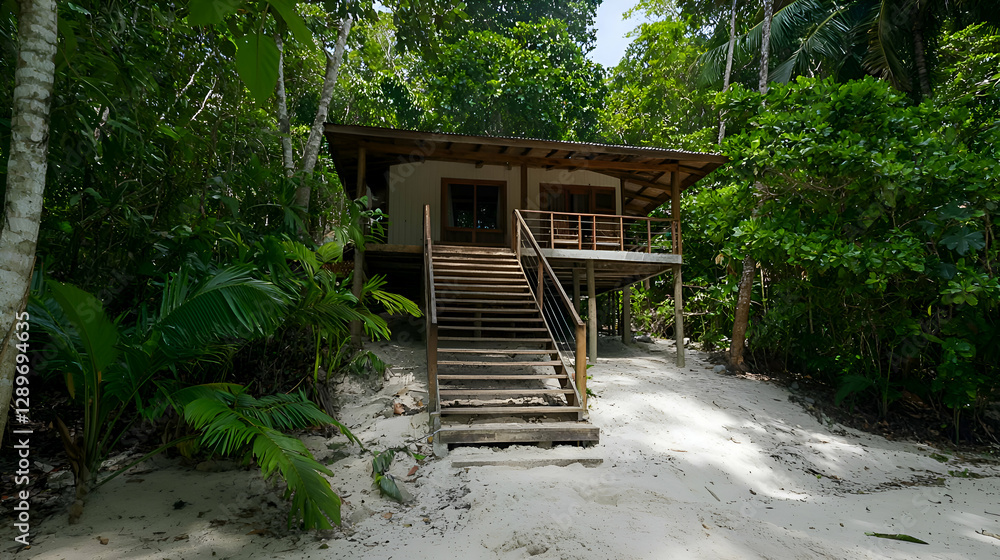 Secluded Wooden Beach House in Lush Tropical Jungle Secluded Wooden Beach House in Lush Tropical Jungle
