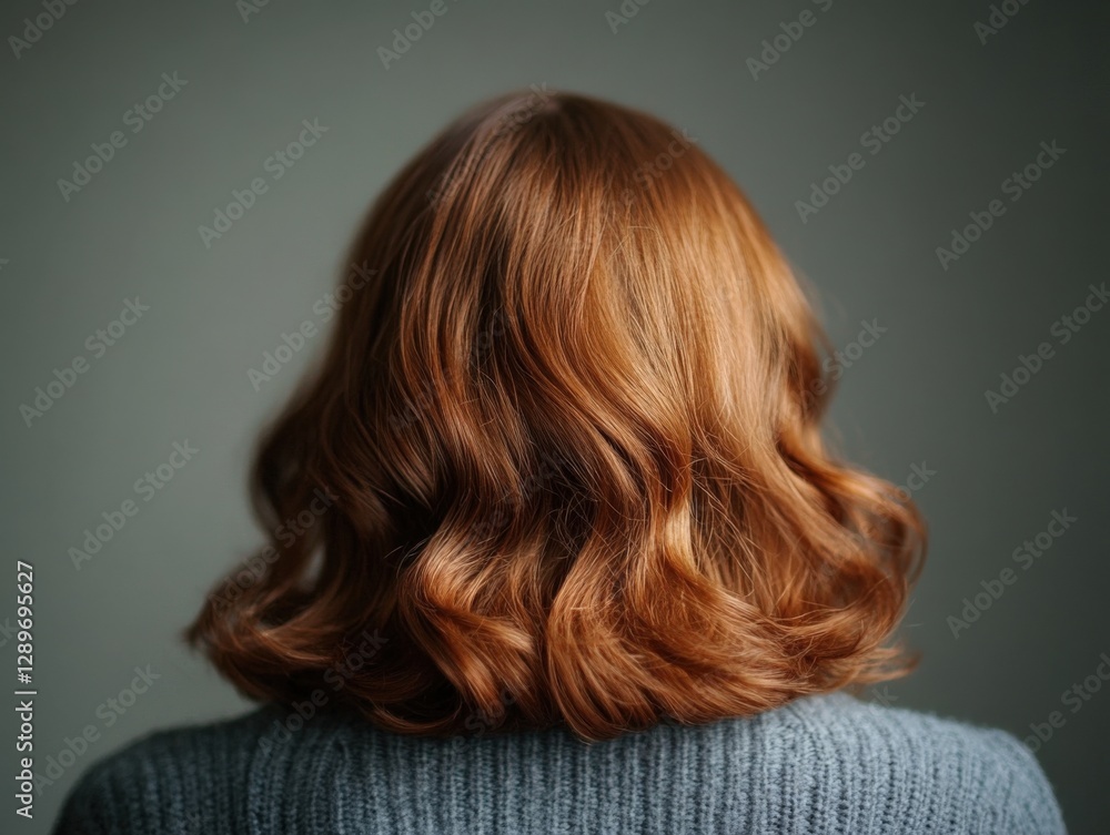 Fototapeta premium Back view of a Woman with Curly Red Hair