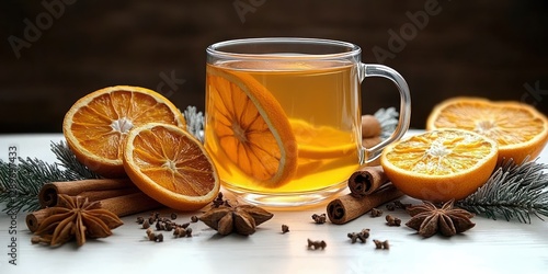Wallpaper Mural Warm Orange Tea with Dried Citrus Slices and Cinnamon Sticks Torontodigital.ca