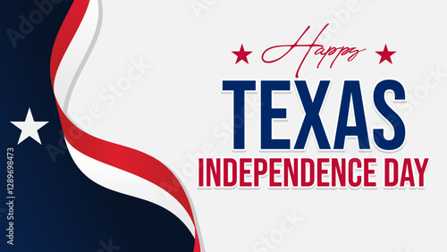 happy texas independence day banner with flag ribbon elements