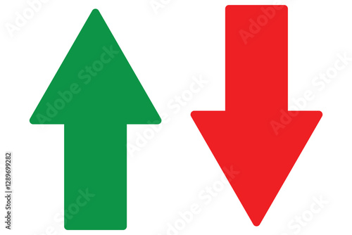 Red down green up arrow icon sign vector. up and down arrows icon vector. Upward, downward arrows isolated on white background. 