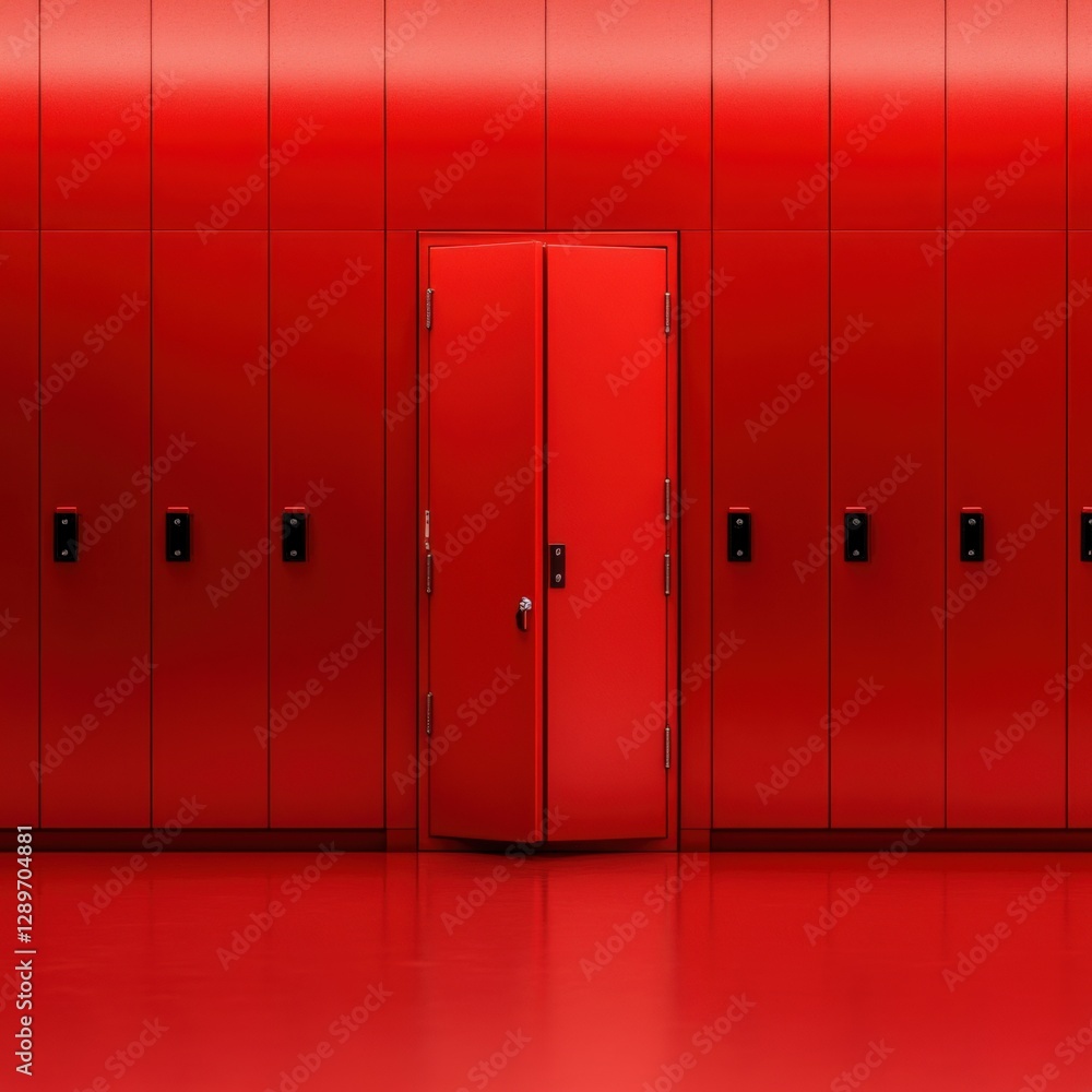 Fototapeta premium red lockers with a door in the middle