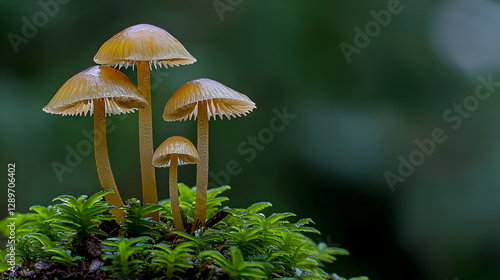 Wallpaper Mural Golden Mushrooms Emerging from Mossy Forest Floor Torontodigital.ca