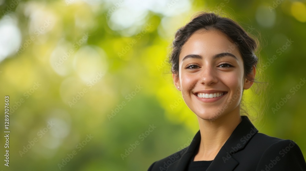 Businesswoman Smiling in Natural Light Businesswoman Smiling in Natural Light
