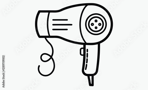 Hair dryer silhouette, black vector icon, hairstyling tool