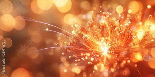 Vibrant sparkler with abstract golden bokeh