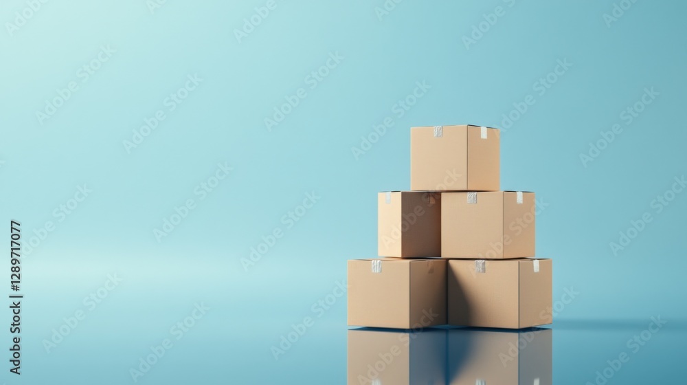 Obraz premium stack of cardboard boxes on blue background.