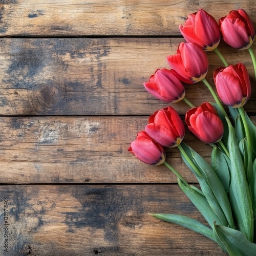 Tulips on weathered wood