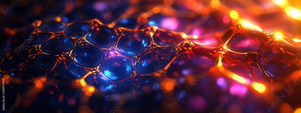 Abstract Colorful Background with Light Reflections and Bubbles in 3D Style for Creative Projects