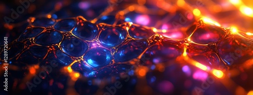 Obraz na płótnie Abstract Colorful Background with Light Reflections and Bubbles in 3D Style for Creative Projects w salonie