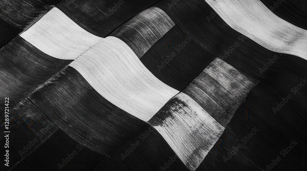 Abstract Black and White Waves Pattern with Smooth Textures and Contrasting Shades for Creative Backgrounds