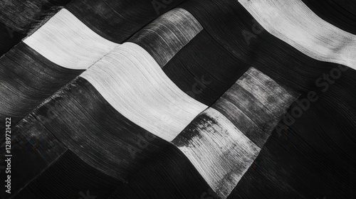 Obraz na płótnie Abstract Black and White Waves Pattern with Smooth Textures and Contrasting Shades for Creative Backgrounds w salonie