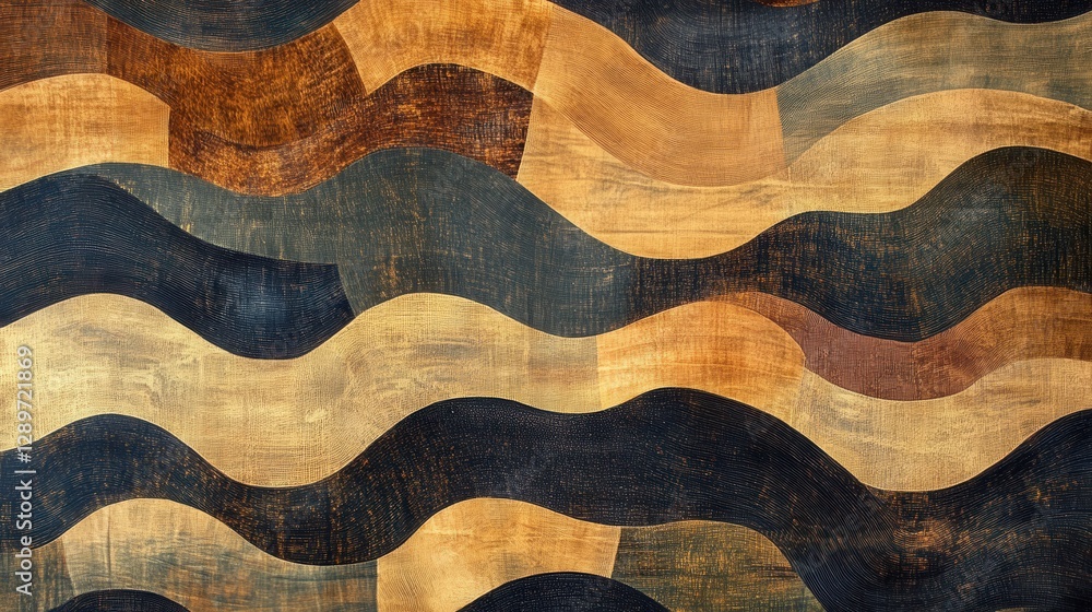 Abstract Waves in Earthy Tones with Textured Background and Fluid Patterns for Modern Art Design