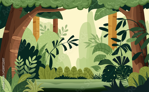 Cartoon Jungle Forest Background Illustration
