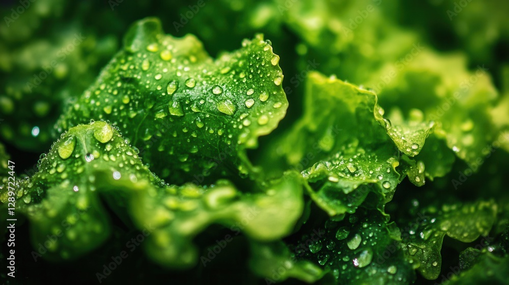 Fresh Green Lettuce Leaves with Water Droplets for Healthy Eating and Cooking Ideas