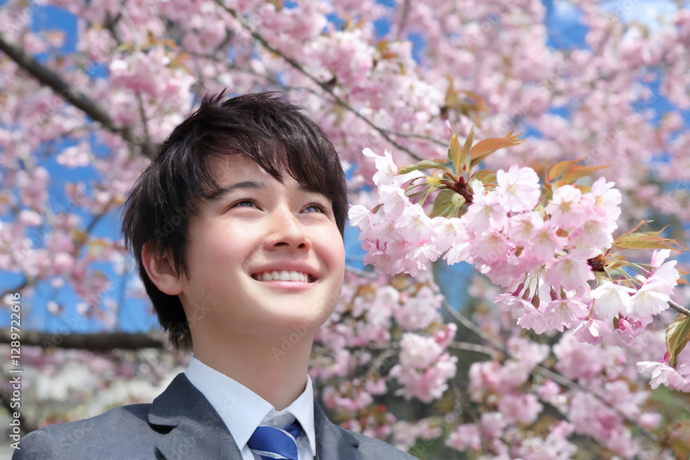桜と男子高校生 Generative AI