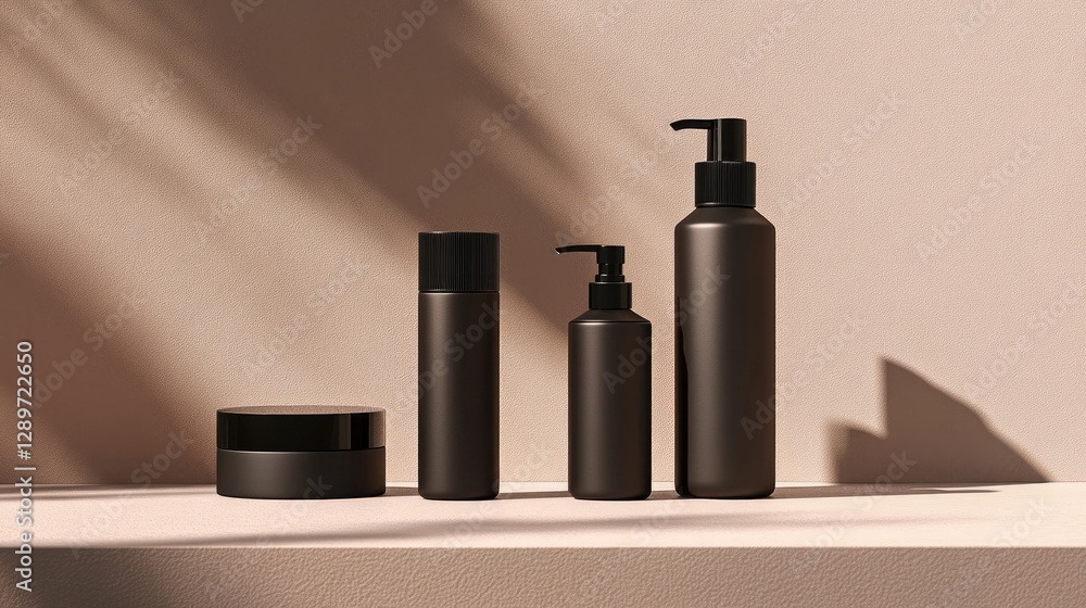 Elegant hair oil, mousse, and heat protectant sprays on a monochrome background