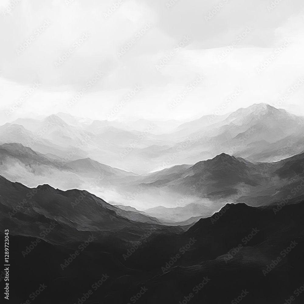Fototapeta premium Misty peaks in grayscale