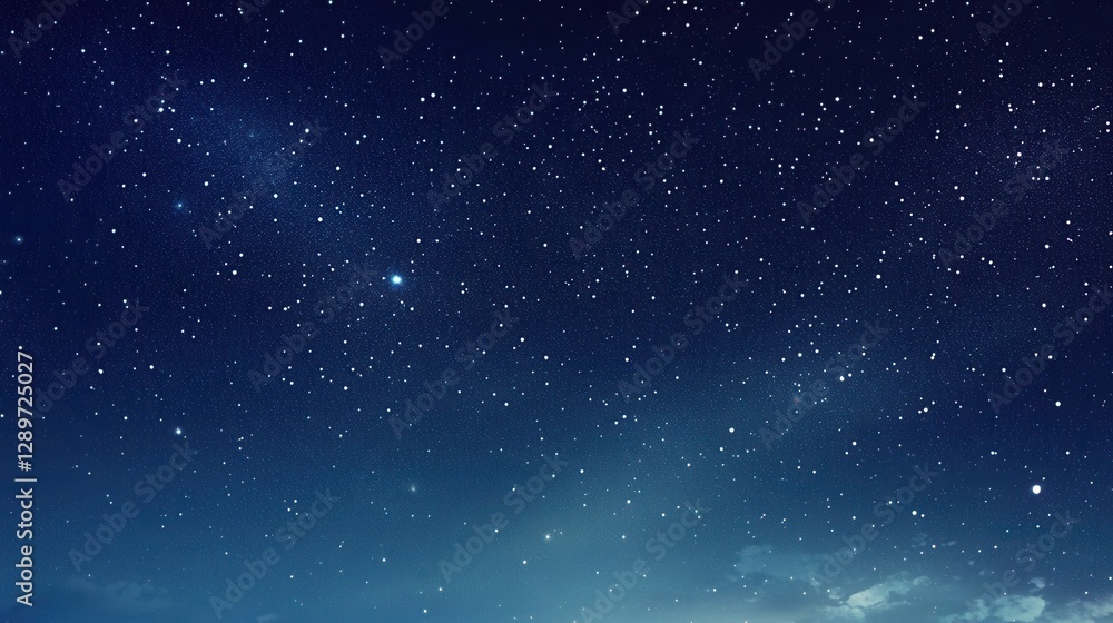 Fototapeta premium Stunning Night Sky Filled with Bright Stars and a Mysterious Milky Way Over a Calm Horizon