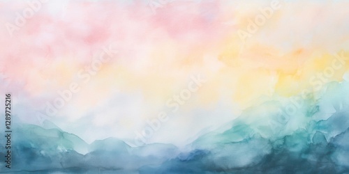 Obraz na płótnie Gentle pastel watercolor background abstract sky w salonie