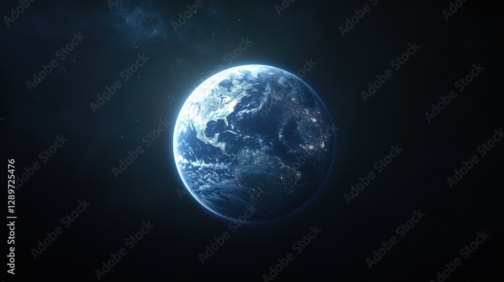 Earth From Space With City Lights at Night Earth From Space With City Lights at Night