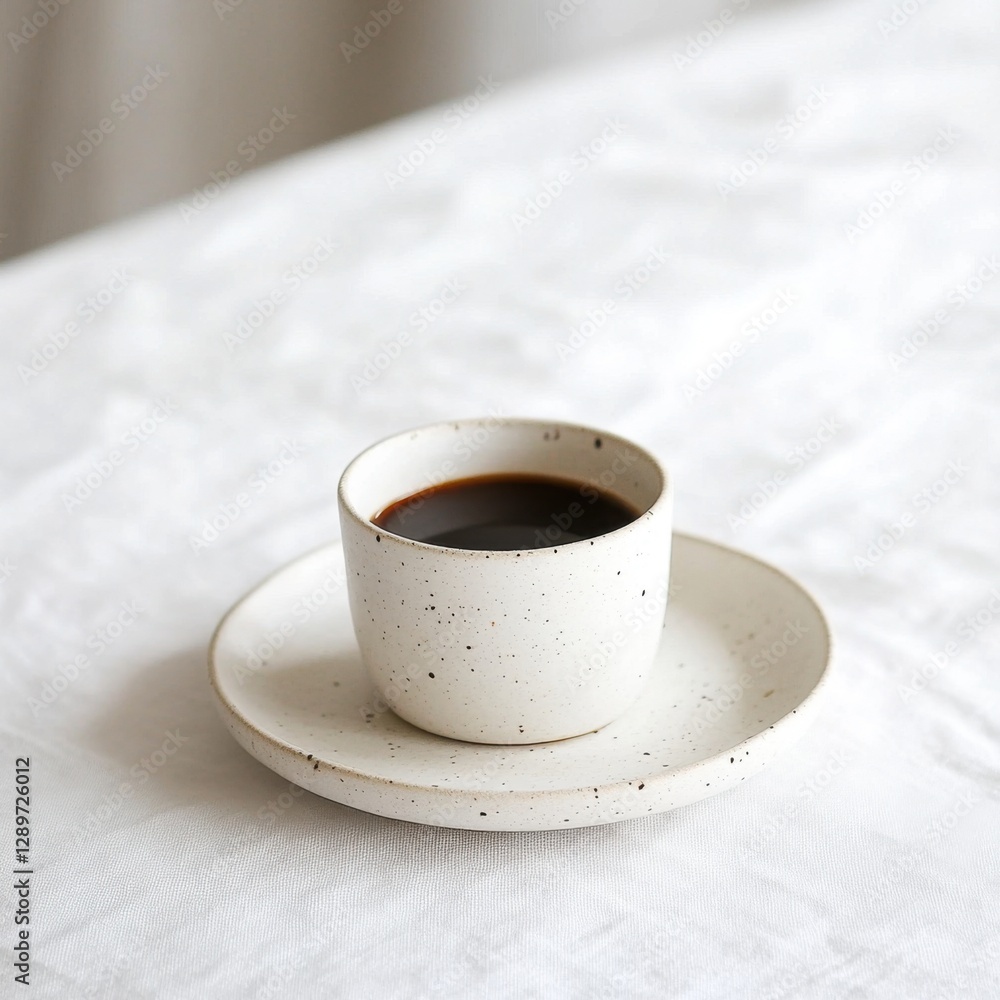 Elegant white coffee cup with saucer
