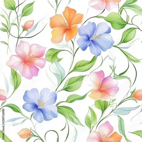 Obraz na płótnie Elegant watercolor floral pattern on white background w salonie