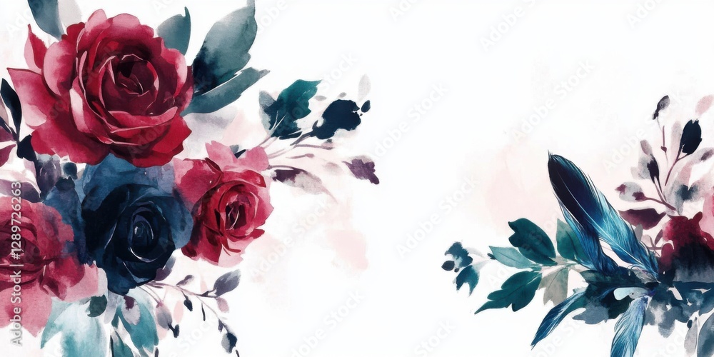 Elegant watercolor floral arrangement on white