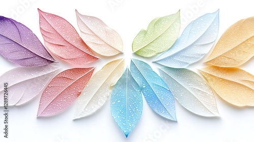 Colorful water droplet leaves art studio photograph bright top-down view nature inspiration