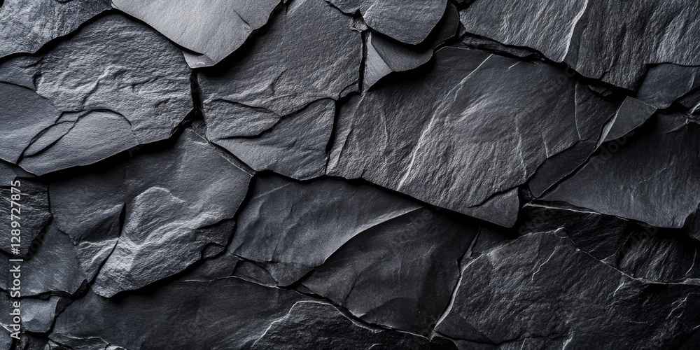 Dramatic dark stone surface with textured ridges