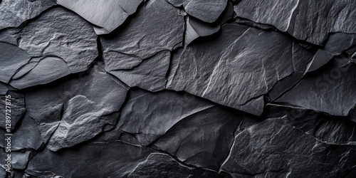 Obraz na płótnie Dramatic dark stone surface with textured ridges w salonie