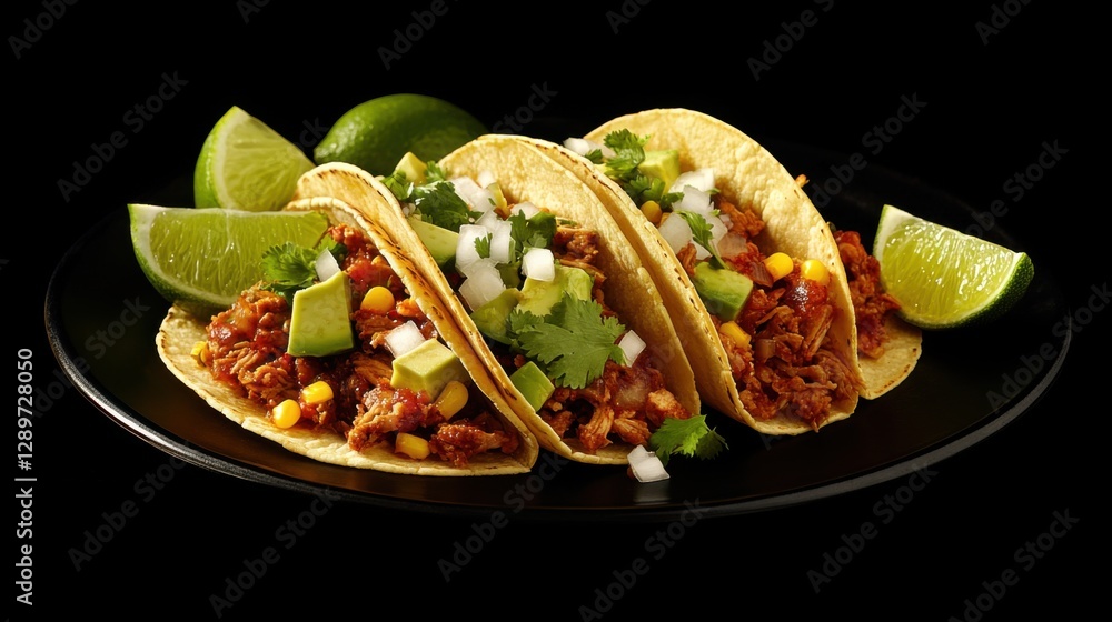 Delicious tacos with tender shredded meat