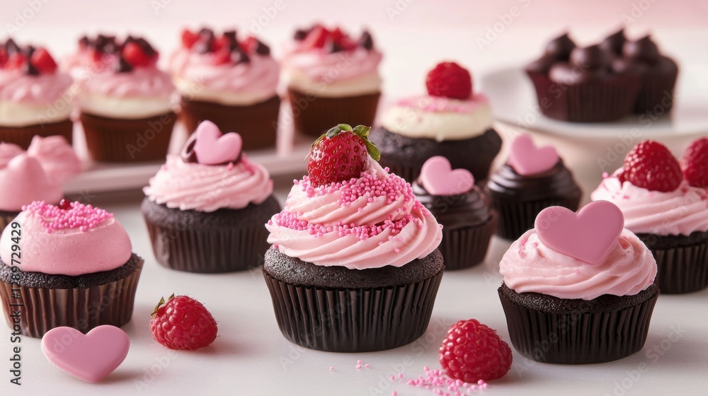 Colorful mini desserts arrangement with cupcakes