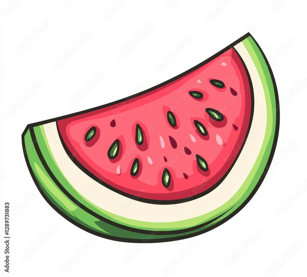 Pixel Art Watermelon Slice Red Flesh, Green Rind, White Background Pixel Art Watermelon Slice Red Flesh, Green Rind, White Background
